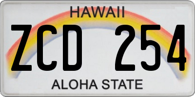 HI license plate ZCD254