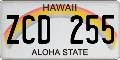 HI license plate ZCD255