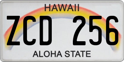 HI license plate ZCD256