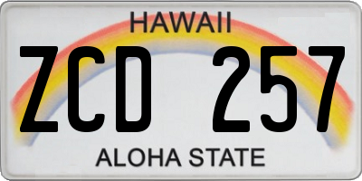 HI license plate ZCD257