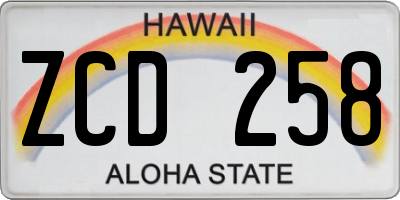 HI license plate ZCD258