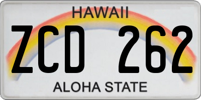 HI license plate ZCD262