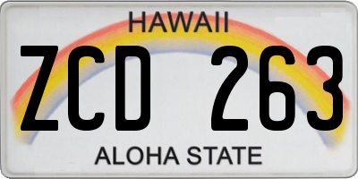 HI license plate ZCD263