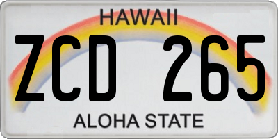HI license plate ZCD265