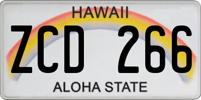 HI license plate ZCD266