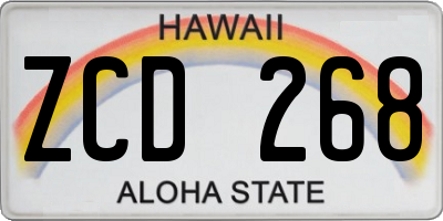HI license plate ZCD268