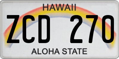 HI license plate ZCD270