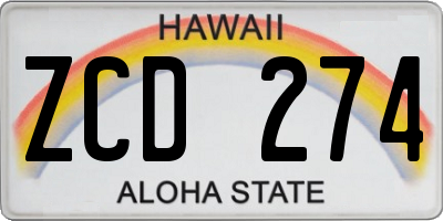 HI license plate ZCD274