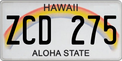 HI license plate ZCD275