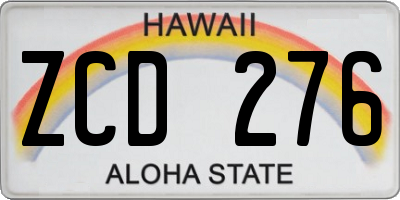HI license plate ZCD276