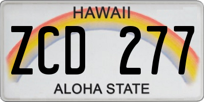HI license plate ZCD277