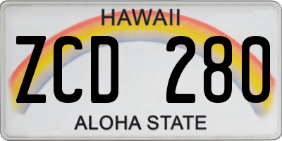 HI license plate ZCD280
