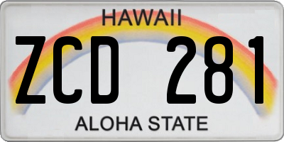 HI license plate ZCD281