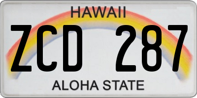 HI license plate ZCD287