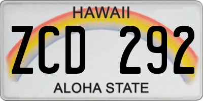 HI license plate ZCD292