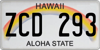 HI license plate ZCD293