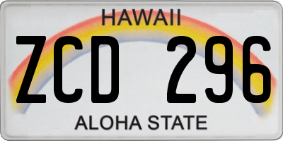 HI license plate ZCD296