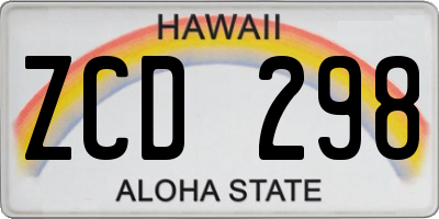 HI license plate ZCD298