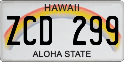 HI license plate ZCD299