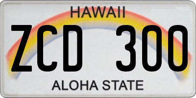 HI license plate ZCD300