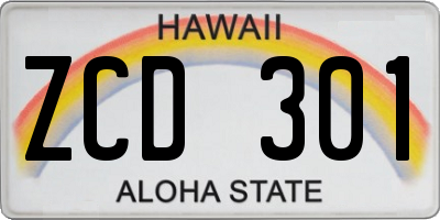 HI license plate ZCD301