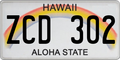 HI license plate ZCD302