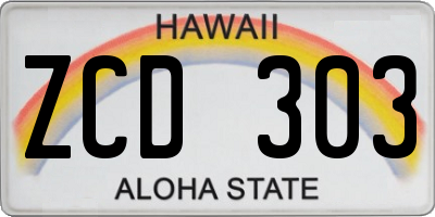 HI license plate ZCD303
