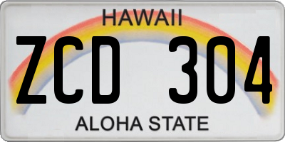 HI license plate ZCD304
