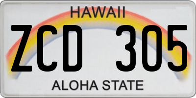 HI license plate ZCD305