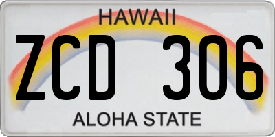 HI license plate ZCD306