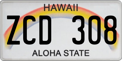 HI license plate ZCD308