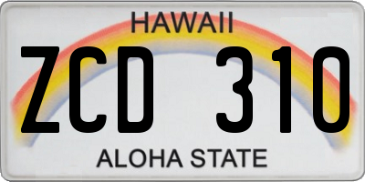 HI license plate ZCD310