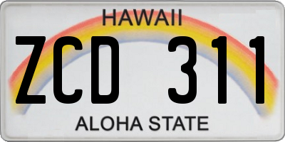 HI license plate ZCD311