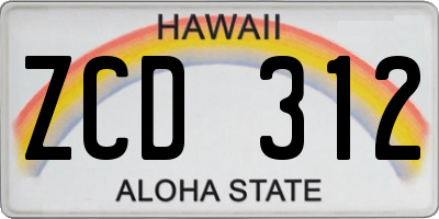 HI license plate ZCD312