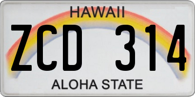 HI license plate ZCD314
