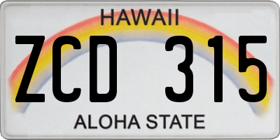 HI license plate ZCD315