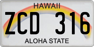 HI license plate ZCD316