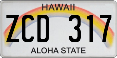 HI license plate ZCD317