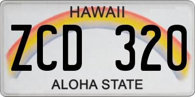 HI license plate ZCD320