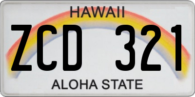 HI license plate ZCD321