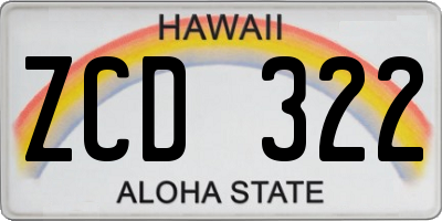 HI license plate ZCD322