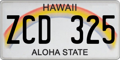 HI license plate ZCD325