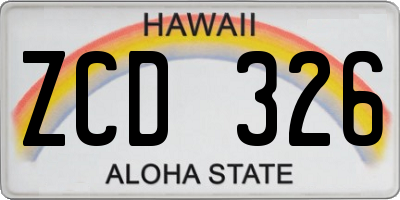 HI license plate ZCD326