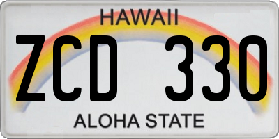 HI license plate ZCD330