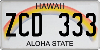 HI license plate ZCD333