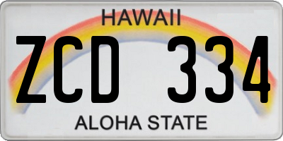 HI license plate ZCD334