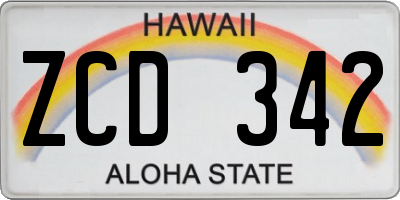 HI license plate ZCD342