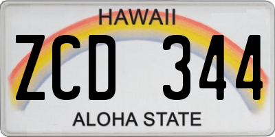 HI license plate ZCD344