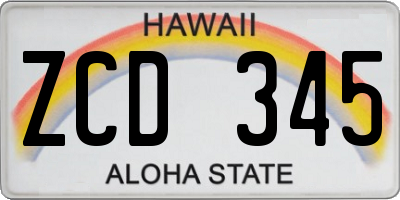 HI license plate ZCD345