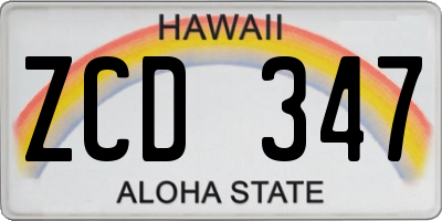 HI license plate ZCD347